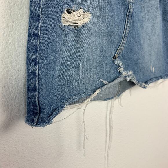 We The Free Distressed Blue Denim Boho Festival Mini Short Skirt Size 25 - Picture 2 of 8